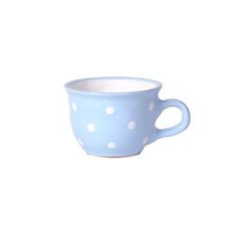 Halványkék, fehér pöttyös - Kis cappuccínós/teáscsésze