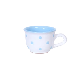 Fehér, halványkék pöttyös - Kis cappuccinós/teáscsésze
