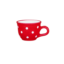 Piros, fehér pöttyös - Kis cappuccinós/teáscsésze