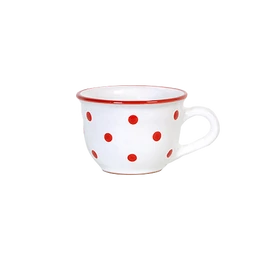 Fehér, piros pöttyös - Kis cappuccinós/teáscsésze