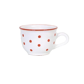 Fehér, piros pöttyös - Nagy cappuccinós/teáscsésze