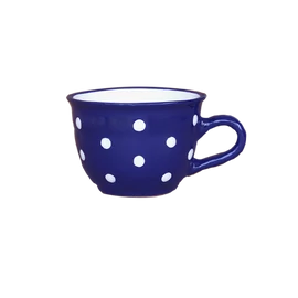 Sötétkék, fehér pöttyös - Nagy cappuccinós/teáscsésze