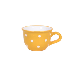 Napsárga, fehér pöttyös - Kis cappuccinós/teáscsésze