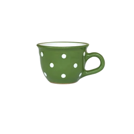 Sötétzöld, fehér pöttyös - Kis cappuccinós/teáscsésze