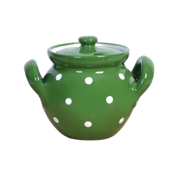 Sötétzöld, fehér pöttyös - Kis méztartó fedővel