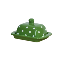 Sötétzöld, fehér pöttyös - Kis vajtartó