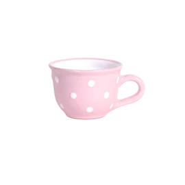 Rózsaszín, fehér pöttyös - Kis cappuccinós/teáscsésze