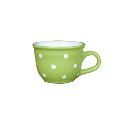 Világoszöld, fehér pöttyös - Kis cappuccinós/teáscsésze