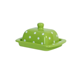 Világoszöld, fehér pöttyös - Kis vajtartó