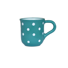 Sötéttürkiz, fehér pöttyös - Kakaós bögre