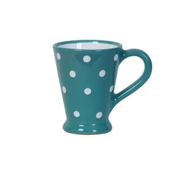 Sötéttürkiz,fehér pöttyös - Karcsú bögre