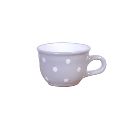 Szürke, fehér pöttyös - Kis cappuccínós/teáscsésze