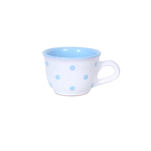 Fehér, halványkék pöttyös - Kis cappuccinós/teáscsésze