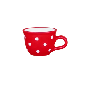 Piros, fehér pöttyös - Kis cappuccinós/teáscsésze