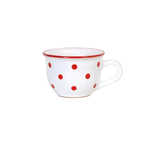 Fehér, piros pöttyös - Kis cappuccinós/teáscsésze
