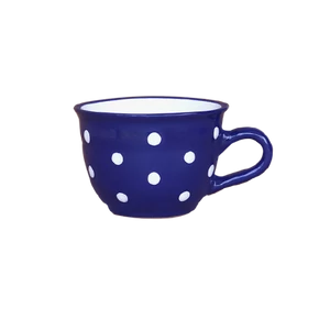 Sötétkék, fehér pöttyös - Nagy cappuccinós/teáscsésze