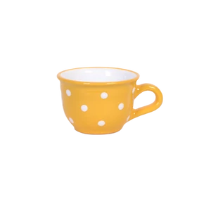 Napsárga, fehér pöttyös - Kis cappuccinós/teáscsésze