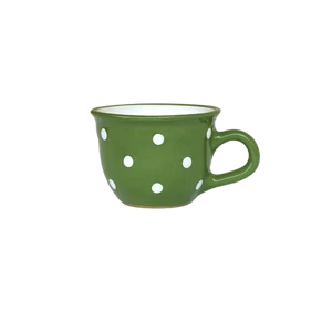 Sötétzöld, fehér pöttyös - Kis cappuccinós/teáscsésze