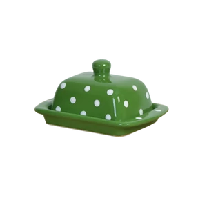 Sötétzöld, fehér pöttyös - Kis vajtartó