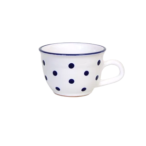 Fehér, sötétkék pöttyös - Nagy cappuccinós/teáscsésze