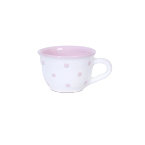Fehér, rózsaszín pöttyös - Kis cappuccínós/teáscsésze