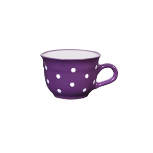 Sötétlila, fehér pöttyös - Kis cappuccínós/teáscsésze