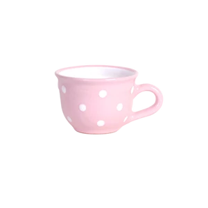 Rózsaszín, fehér pöttyös - Kis cappuccinós/teáscsésze