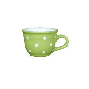 Világoszöld, fehér pöttyös - Kis cappuccinós/teáscsésze