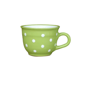 Világoszöld, fehér pöttyös - Nagy cappuccinós/teáscsésze