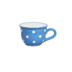 Középkék, fehér pöttyös - Kis cappuccínós/teáscsésze