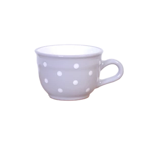 Szürke, fehér pöttyös - Nagy cappuccínós/teáscsésze
